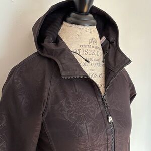 Very Rare Lululemon Apres Yoga Jacket Dancers In The Snow Pattern Black Size 4